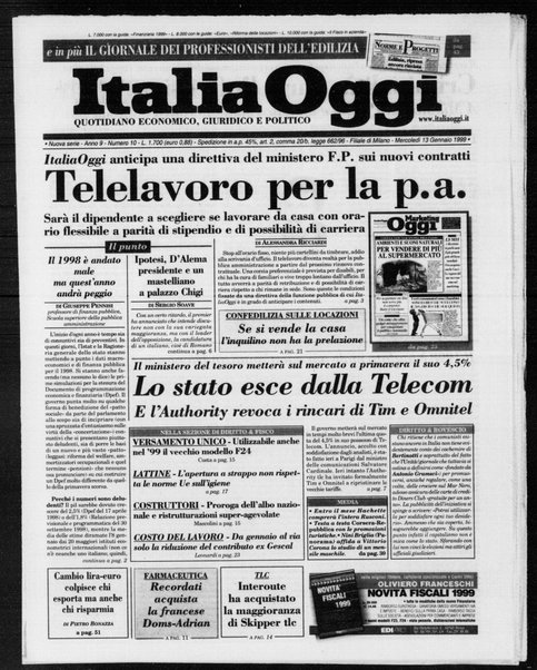 Italia oggi : quotidiano di economia finanza e politica